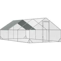 Enclos poulailler chenil 18 m² - parc grillagé dim. 6L x 3l x 2H m - espace couvert - acier galvanisé