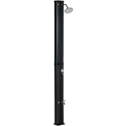 Douche solaire d'extérieur réservoir 35L pression max. 3,5 bar - mitigeur, grand pommeau orientable, robinet à pieds - pvc abs noir