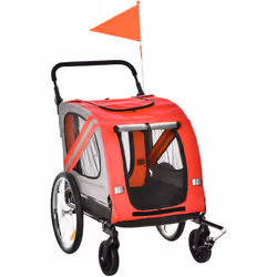 Description générale Cette remorque de vélo jogger pour animaux 2 en 1 vous permet de transporter votre animal de compagnie d ...