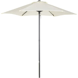 Parasol droit de jardin balcon terrasse grande taille toile polyester 160 g/m² ø 1,96 x 2H m mât alu beige