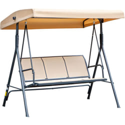 Outsunny - Balancelle de jardin 3 places grand confort toit inclinaison réglable assise et dossier ergonomique acier époxy textilène beige