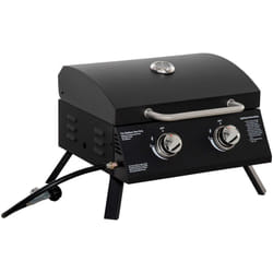 Outsunny - Barbecue gaz de table transportable pieds pliables - 2 brûleurs 5 kW - barbecue gaz de camping - grille de cuisson, réceptacle graisse,