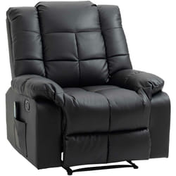 Fauteuil luxe de relaxation et massage inclinaison dossier repose-pied réglable revêtement synthétique noir