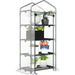 Outsunny - Serre de jardin balcon étagère serre 4 niveaux 0,7L x 0,5l x 1,6H m acier époxy bâche amovible pvc haute densité transparente