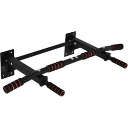 Homcom - Barre de traction murale - barre de Fitness fixation murale - 3 prises possibles - charge max. 120 Kg acier noir rouge