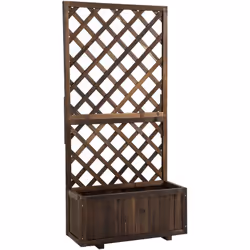 Sublimez votre extérieur avec cette jardinière sur pied et son treillis en bois de sapin traité par carbonisation. Caractéris ...