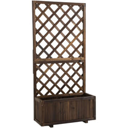 Outsunny - Jardinière avec treillis - bac à fleurs - jardinière sur pied - dim. 72,5L x 31,5l x 149,5H cm inserts d'irrigation inclus bois sapin