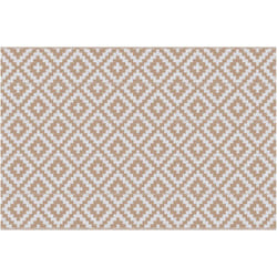 Tapis extérieur style graphique - tapis réversible 2 motifs - dim. 2,74L x 1,82l m, ép. 3 mm - PP haute densité 310 g/m² blanc beige