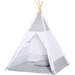 Description générale Ce joli teepee enfant avec structure en bois de sapin et toile en polyester coton de style graphique ser ...