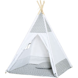 Homcom - Tente teepee indien enfant style graphique - dim. 1,2L x 1,2I x 1,55H m - porte refermable, fenêtre, tapis, coussin, sac transport inclus