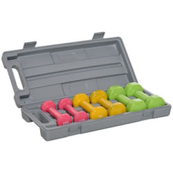 HOMCOM Ensemble dhaltères courtes multicolores total 6 kg avec mallette 6 haltères 05kg 1kg 15kg acier et revêtement PU