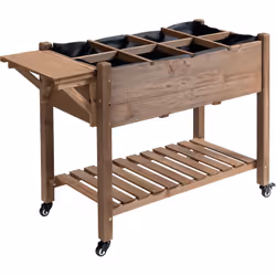 Description générale Cette jolie jardinière sur pied avec roulettes en bois de sapin pré-huilé vous permettra de faire vos pl ...
