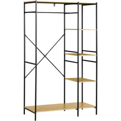 Homcom - Penderie portant à vêtements style industriel en métal avec tringle et 4 étagères - dim. 100L x 46L x 170,5H cm - métal aspect chêne clair