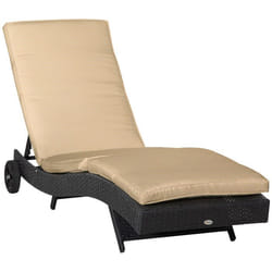 Bain de soleil transat grand confort - OUTSUNNY - Noir - Résine - Design - Jardin
