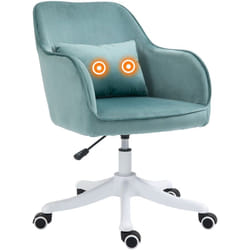 Homcom - Chaise de bureau velours fauteuil bureau massant coussin lombaire intégré hauteur réglable pivotante 360° vert menthe