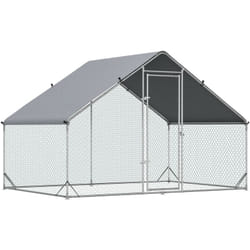 Pawhut - Enclos poulailler chenil 6 m² - parc grillagé dim. 3L x 2l x 2H m - poulailler chenil entièrement couvert - acier galvanisé