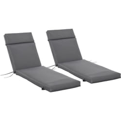 Lot de 2 matelas pour bain de soleil transat - cordons et velcros d'attache - dim. 196L x 55l cm ép. 8 cm - polyester déperlant gris