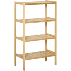 Homcom - Etagère de rangement 4 niveaux sur pied - étagères à lattes - dim. 62L x 33l x 112H cm - bois de bambou