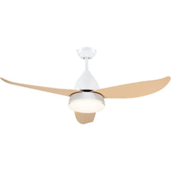 Homcom - Ventilateur de plafond plafonnier 2 en 1 réversible - 3 pales, 6 vitesses, timer - télécommande, kit installation inclus - métal blanc abs