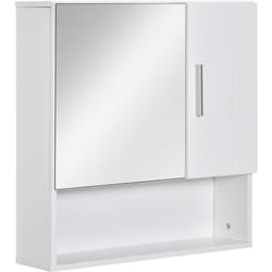 Kleankin - Armoire murale miroir de salle de bain - 2 portes, étagères, niche - dim. 54L x 15,2l x 55,3H cm - mdf blanc