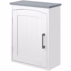 Kleankin - Armoire haute murale de salle de bain ou wc - placard porte avec étagère réglable - dim. 41L x 18l x 52H cm - mdf blanc gris