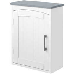 Kleankin - Armoire haute murale de salle de bain ou wc - placard porte avec étagère réglable - dim. 41L x 18l x 52H cm - mdf blanc gris