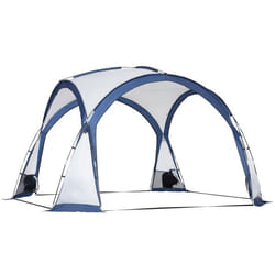 Tente de camping dôme familiale 6-8 personnes - 4 portes zippées amovibles, crochet lampe, sac de transport - dim. 350L x 350l x 230H cm - blanc bleu