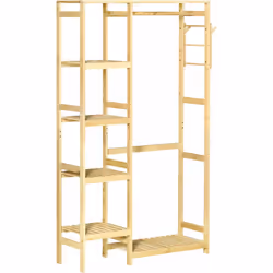 Gardez votre intérieur toujours bien rangé et organisé avec ce porte-vetêment HOMCOM. Équipé de 2 patères latérales, d'une tr ...