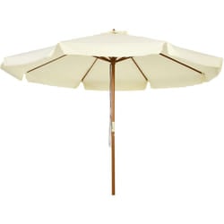 Outsunny - Parasol droit rond grande taille de jardin ø 3,25 x 2,5H m bois de bambou polyester beige