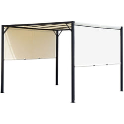 Outsunny - Pergola rétractable dim. 3L x 3l x 2,3H m structure acier époxy anticorrosion noir toile polyester haute densité crème