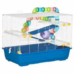 PawHut Cage pour hamster souris rongeur 4 étages avec tunnels abreuvoir mangeoire roue maison échelles dim. 79L x 46l x 60H c ...