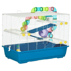 PawHut Cage pour hamster souris rongeur 4 étages avec tunnels abreuvoir mangeoire roue maison échelles dim. 79L x 46l x 60H cm