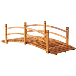 Outsunny - Pont de jardin - pont de bassin - passerelle en bois avec balustrade - dim. 185L x 72l x 58H cm - bois de sapin pré-huilé