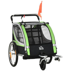 HOMCOM - Remorque vélo pour enfant - Acier - 142x75x101cm - Vert