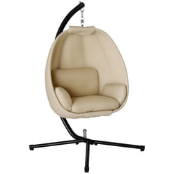 Fauteuil œuf suspendu balancelle pliante Outsunny - métal tissu textilène - beige