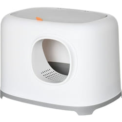 Pawhut - Maison de toilette litière pour chat - porte, couvercle ouvrant - pelle incluse - blanc gris clair
