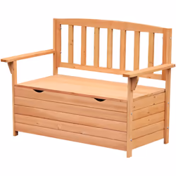 Ce superbe banc coffre de jardin 2 places en bois de sapin pré-huilé décorera parfaitement votre jardin ou terrasse grâce à s ...