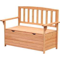 Outsunny - Banc coffre de jardin 2 places dim. 112L x 58l x 84H cm - dossier à lattes - charge max. 280 Kg - bois sapin pré-huilé