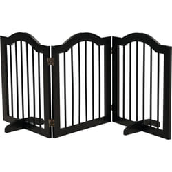 Barrière de sécurité barrière modulable pliable pour animaux de compagnie - piètement support - dim. 154,5L x 61H cm - mdf bois noir