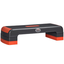Stepper - HOMCOM - aérobic fitness hauteur réglable 3 niveaux 10/15/20 cm antidérapant - plastique - 78x28x20cm - gris rouge