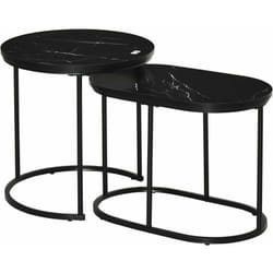 Homcom - Lot de 2 tables basses gigognes - tables d'appoint encastrables style contemporain - piètement acier plateau mdf aspect marbre noir