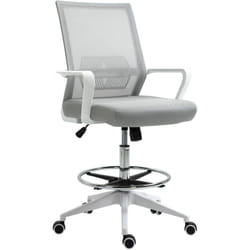 Fauteuil de bureau chaise de bureau assise haute réglable dim. 64L x 59l x 104-124H cm pivotant 360° maille respirante gris