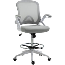 Fauteuil de bureau chaise de bureau assise haute réglable dim. 64L x 60l x 106-126H cm pivotant 360° maille respirante gris