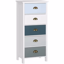 Ajoutez une touche chaleureuse néo-rétro à votre intérieur en intégrant ce magnifique chiffonnier multicolore blanc bleu gris ...