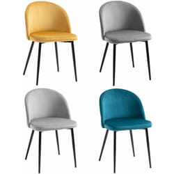 Homcom - Chaises de visiteur design scandinave - lot de 4 chaises - velours gris bleu canard moutarde