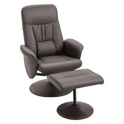 HOMCOM Fauteuil relax pivotant 360° inclinable avec repose-pieds revêtement synthétique métal marron