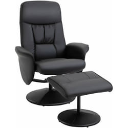 Fauteuil relax inclinable pivotant style contemporain avec repose-pied revêtement synthétique noir