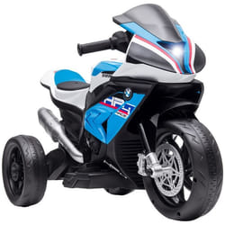 Moto électrique pour enfant BMW HP4 race 3 roues 6 V 25 Km/h phare effets sonores bleu