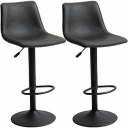 Lot de 2 tabourets de bar Vintage hauteur réglable pivotant avec repose-pied pu avec surpiqûres gris foncé