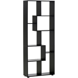 Bibliothèque étagère meuble de rangement dim. 70L x 24l x 178H cm en zigazag et 8 espaces en panneau de particules noir